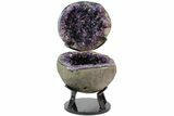 Amethyst Jewelry Box Geode On Metal Stand - Uruguay #116281-1